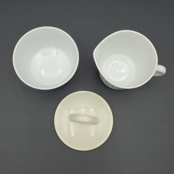 Corelle Blue Heather Creamer Sugar Bowl Corning Floral Blue Flowers Creamer Set - Picture 3 of 10